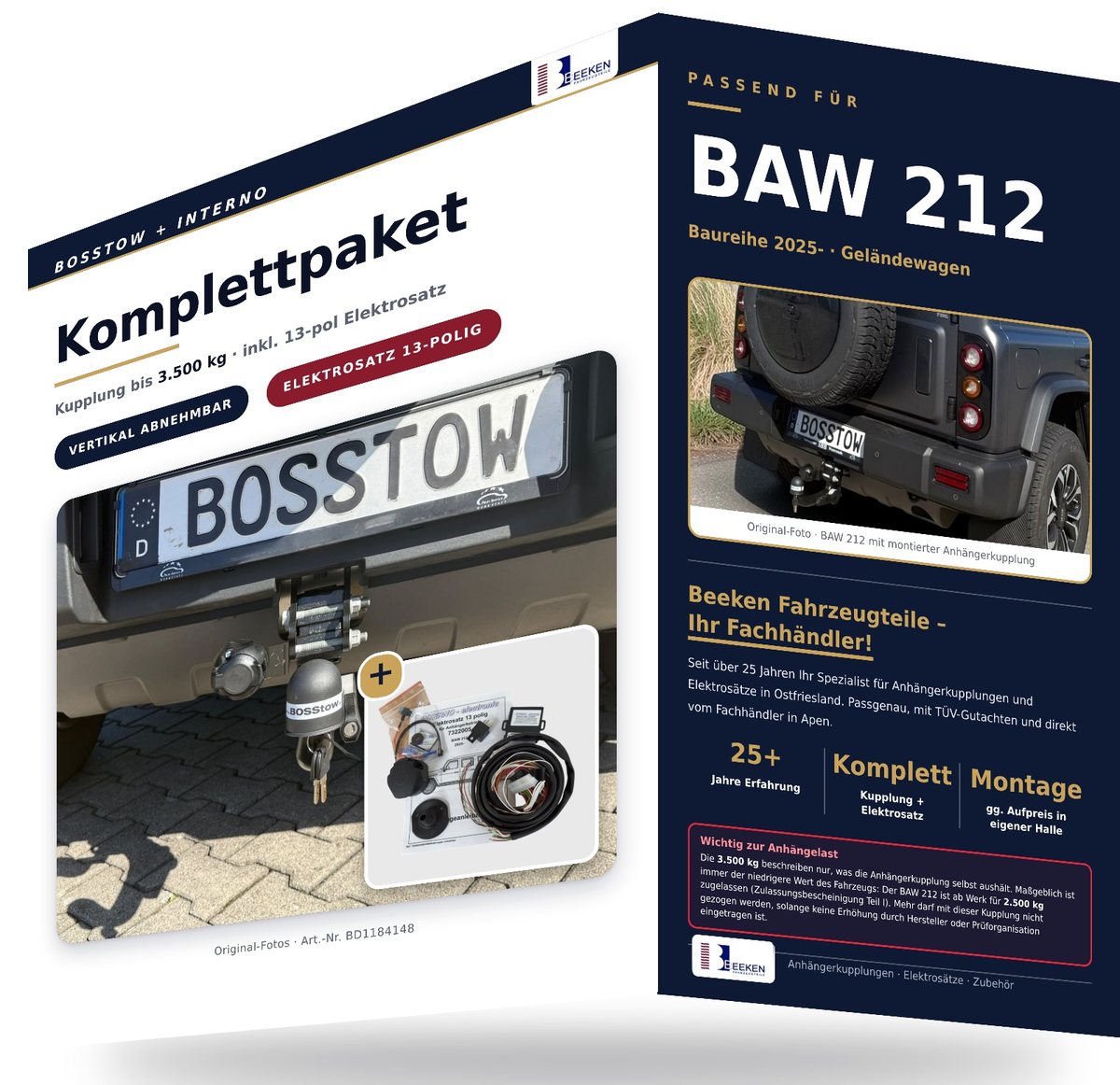 Comfortpaket BAW 212: Anhängerkupplung plus 13-poliger Elektrosatz